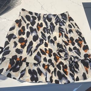 SHEIN Cream and Black Mini Wrap Skirt